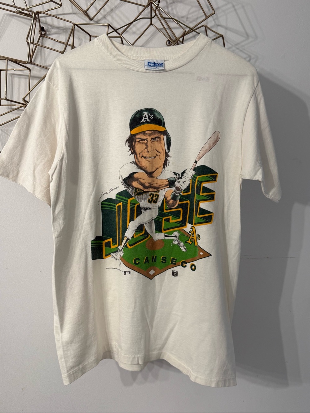 Oakland A's Jose Canseco White Graphic Baseball T-Shirt